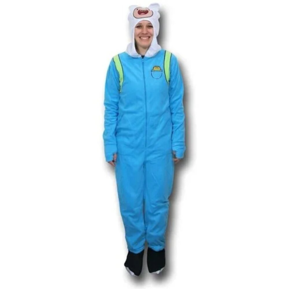 Adventure Time Finn the Human Cartoon Network Fleece Onesie Costume Unisex 2XL